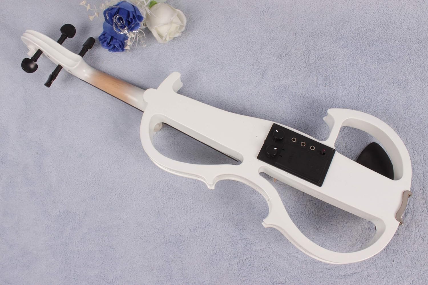Yinfente Electric Violin 4/4 Full Size Silent Violin Solid wood With Violin Case Bow (White)