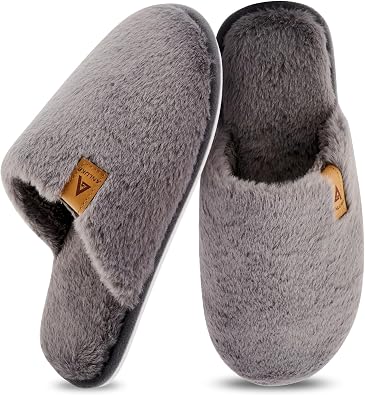 ANLUKE Slippers for Women Plush Memory Foam House Slippers Closed Toe Shoes with Non-Slip Sole Cozy Warm Fuzzy Home Shoes