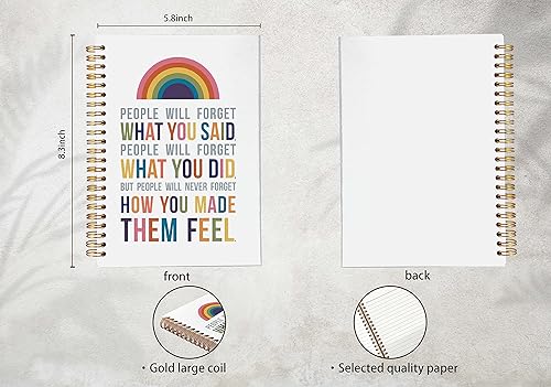 Miniatura 5 de Cuaderno con citas inspiradoras que la gente olvidará lo que dices lo que haces, cuaderno de espiral forrado con arco iris, 8.3 x 5.5 pulgadas, tapa