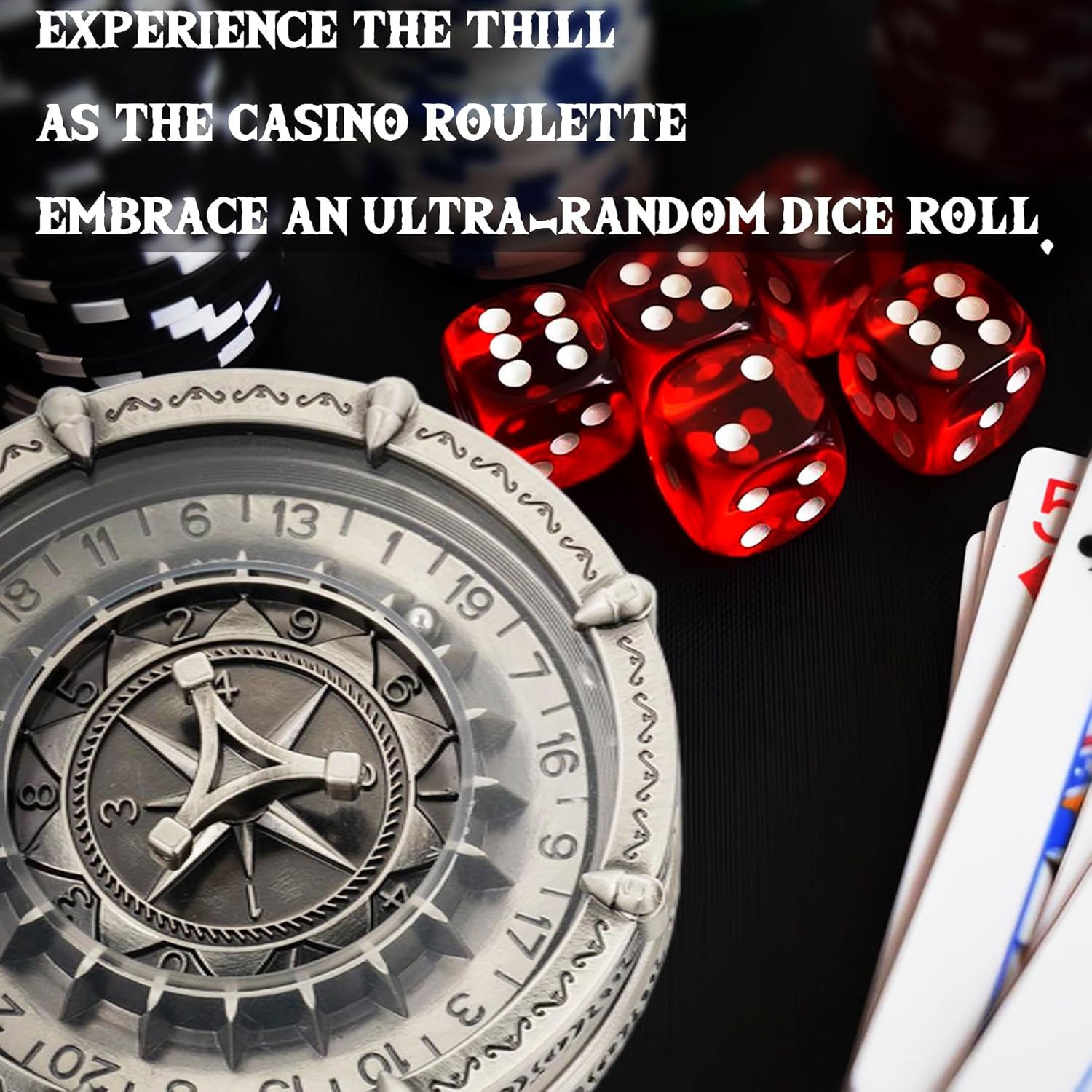 Unique Dice Spinner Random King Dice Set Metal Roulette Wheel for Dungeons and Dragons DND MTG Cthulhu Pathfinder TTRPG Role Playing Prop Accessories Funny Gift with Box Color - Silver