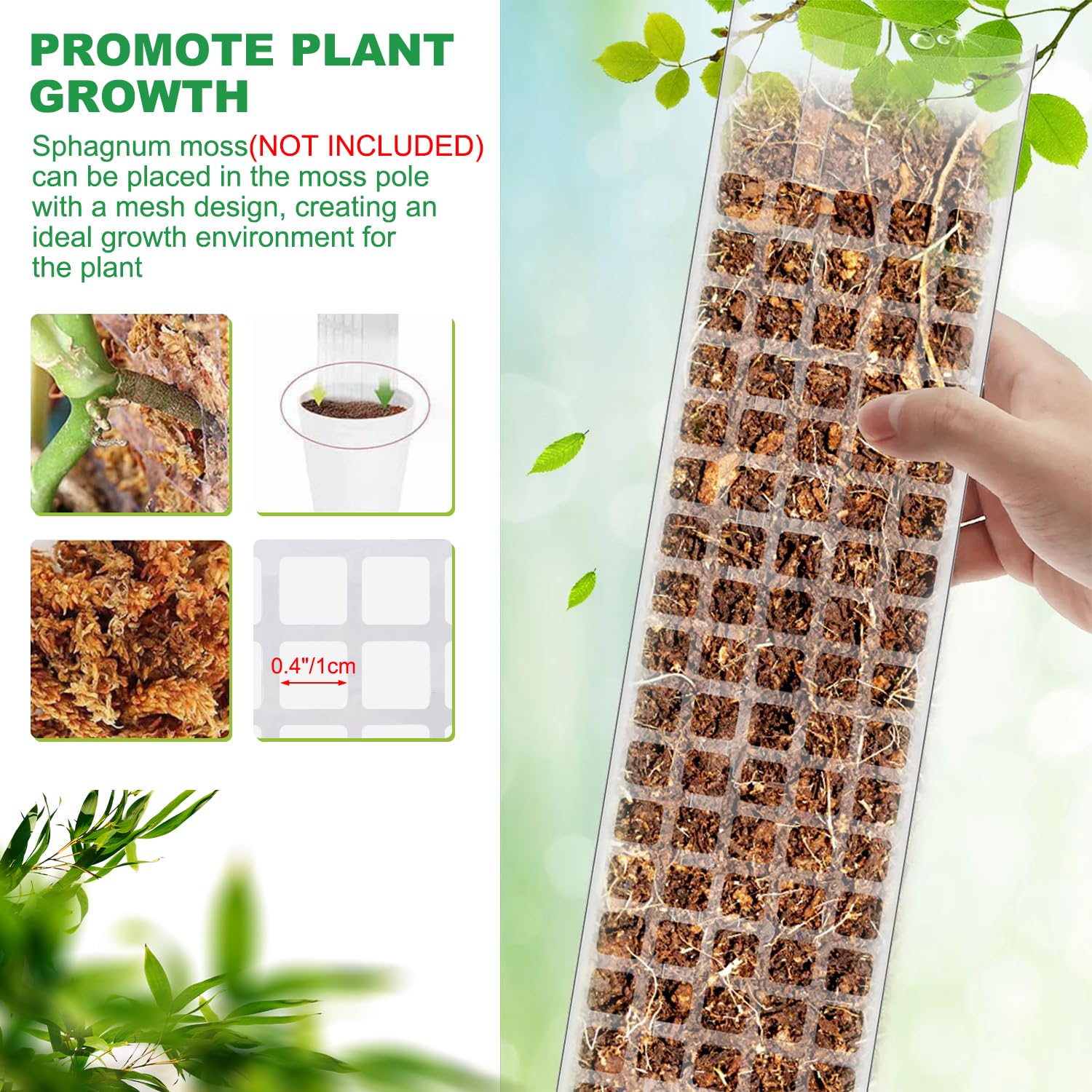 Poteau en mousse en plastique de 24 pouces pour plantes, Support de Poteau en mousse en plastique de 24 pouces pour plantes, Support de