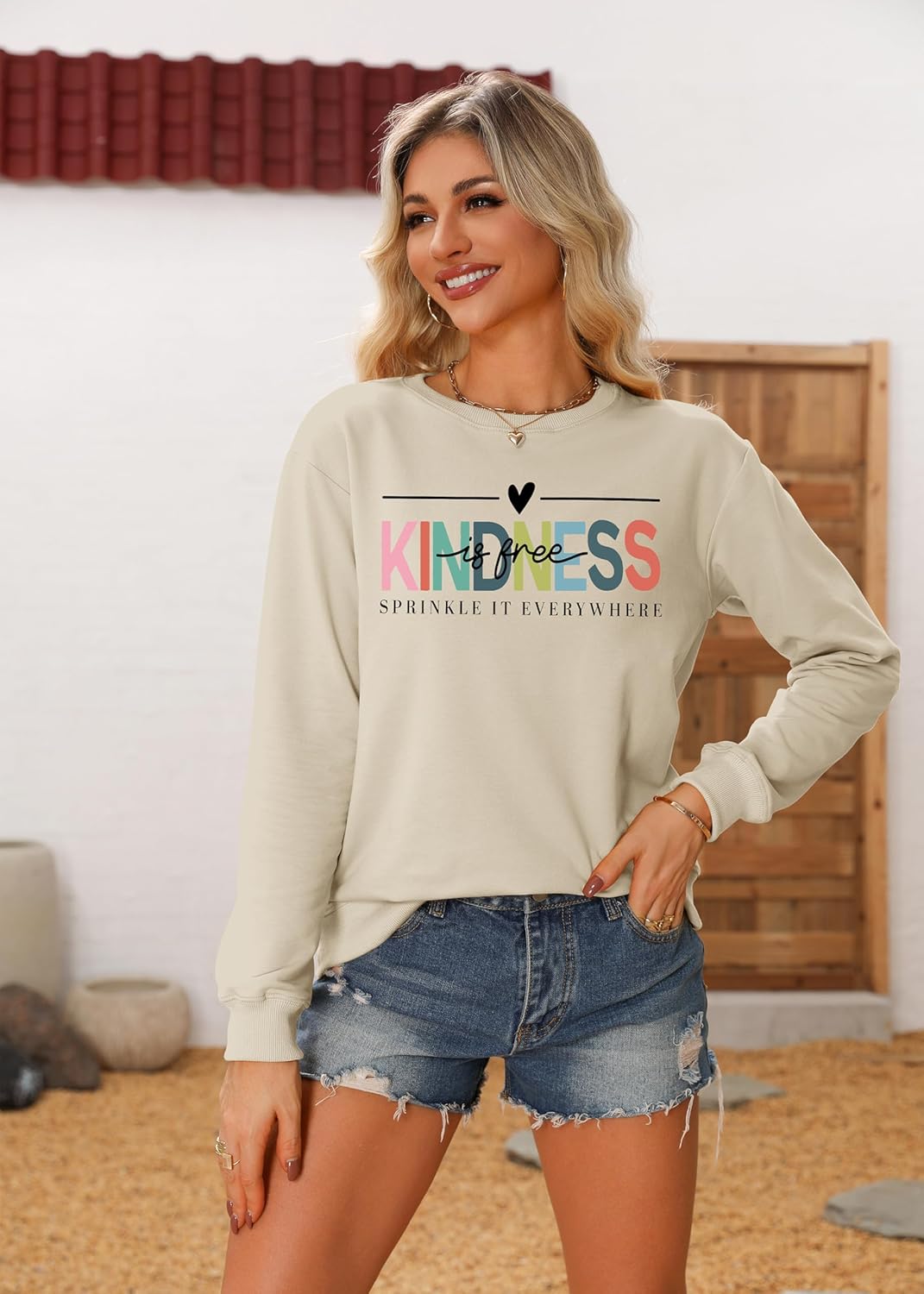 Be Kind Sweatshirt - Kindness Is Free Sweatshirt Teacher Graphic Winter Spring Pullover Crewneck Top - Image 8