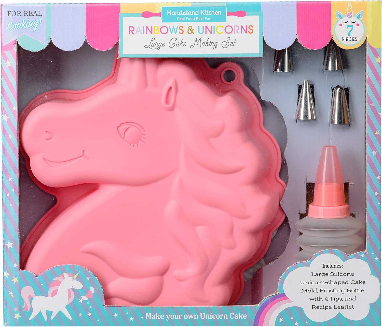 Handstand Kitchen 7-piece Unicorn Shaped Real Cake Baking Set with Recipies