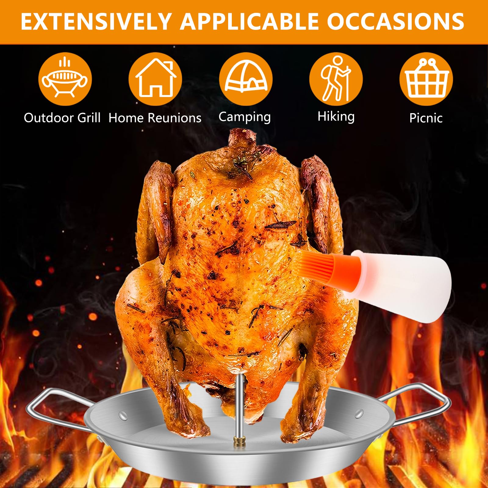 Supporto verticale per spiedini per kebab, in acciaio inox, per barbecue o forno, spiedini verticali per carne con 3 punte di diverse dimensioni, per pollo, pesce, salsiccia e bistecca