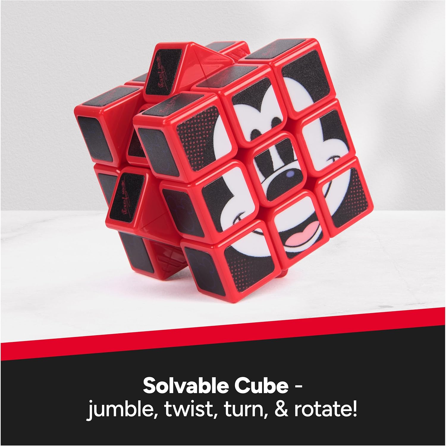 Rubik’s Cube Mickey Mouse Disney Cuber, Problem-Solving Challenging Brain Teaser Collectible Disney Fidget Toy for Puzzle Lovers & Fans Ages 8+
