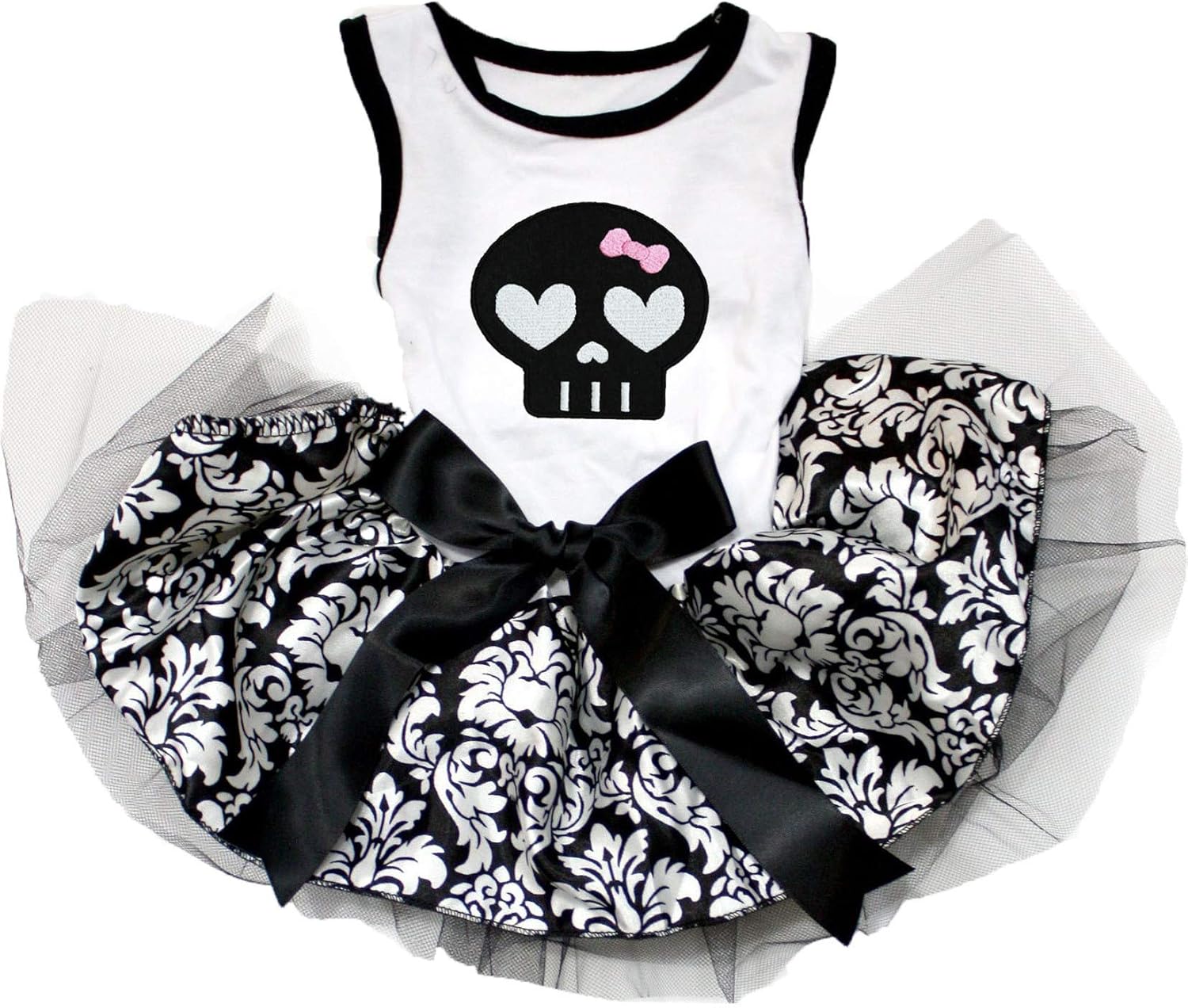 Petitebella Black Skull Face Puppy Dog Dress (Black/Purple LED, Large)