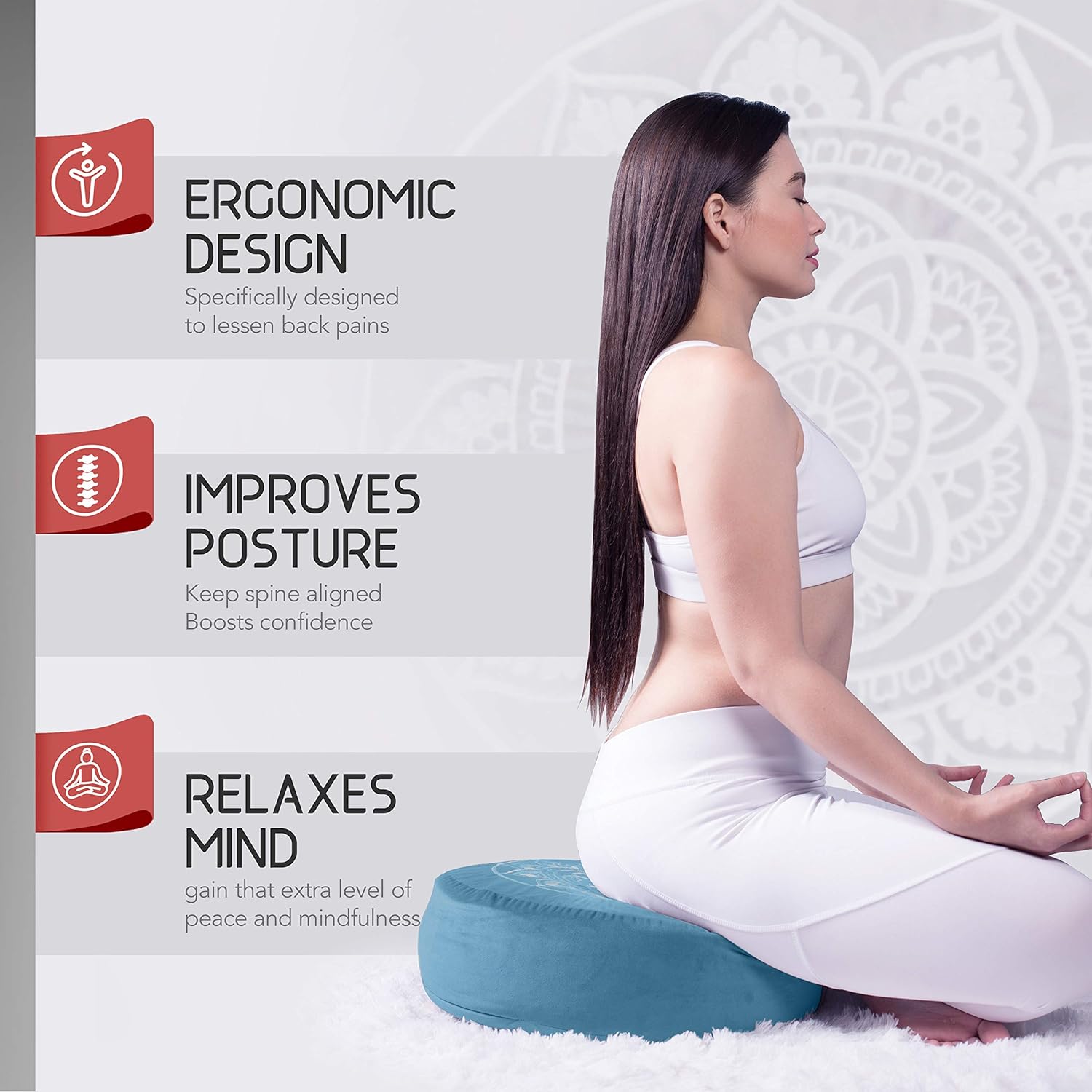 Florensi Yoga & Meditation Bundle | Blue Meditation Cushion & Blue Yoga Bolster : Sports & Outdoors