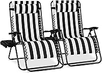 Vista 33 de Best Choice Products - Juego de 2 sillas reclinables y ajustables de malla y acero, sillas con sensación gravedad cero con cojines y bandejas Negro