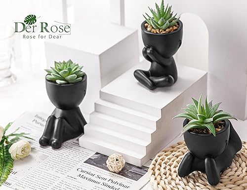 Miniatura 6 de Der Rose Paquete de 3 plantas falsas y 2 paquetes de plantas falsas para habitación, hogar, oficina, casa de campo, decoración de baño