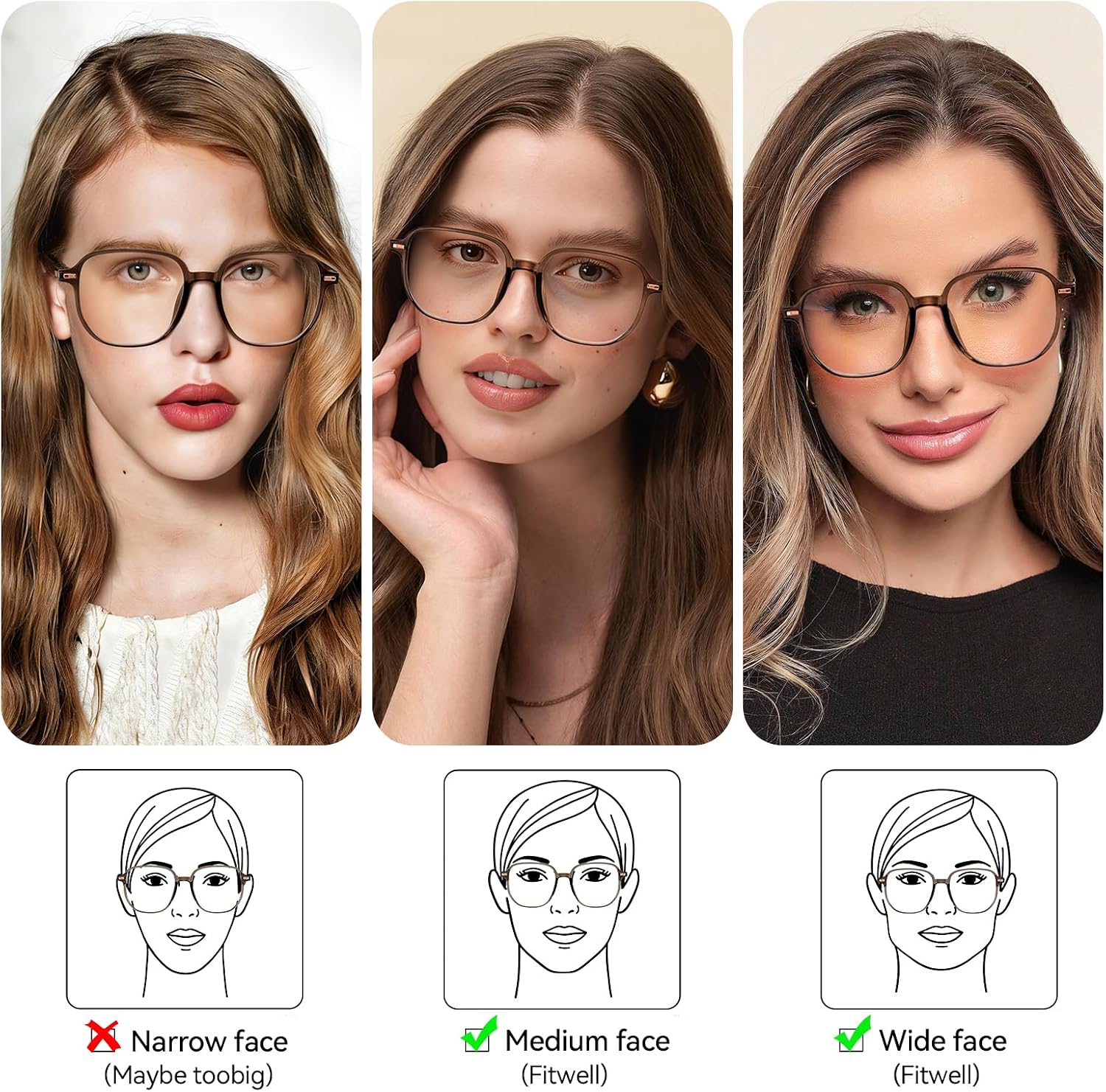 Dollger Blue Light Glasses for Women Oversized Square BlueLight Blocking Large Frame Stylish Eyeglasses