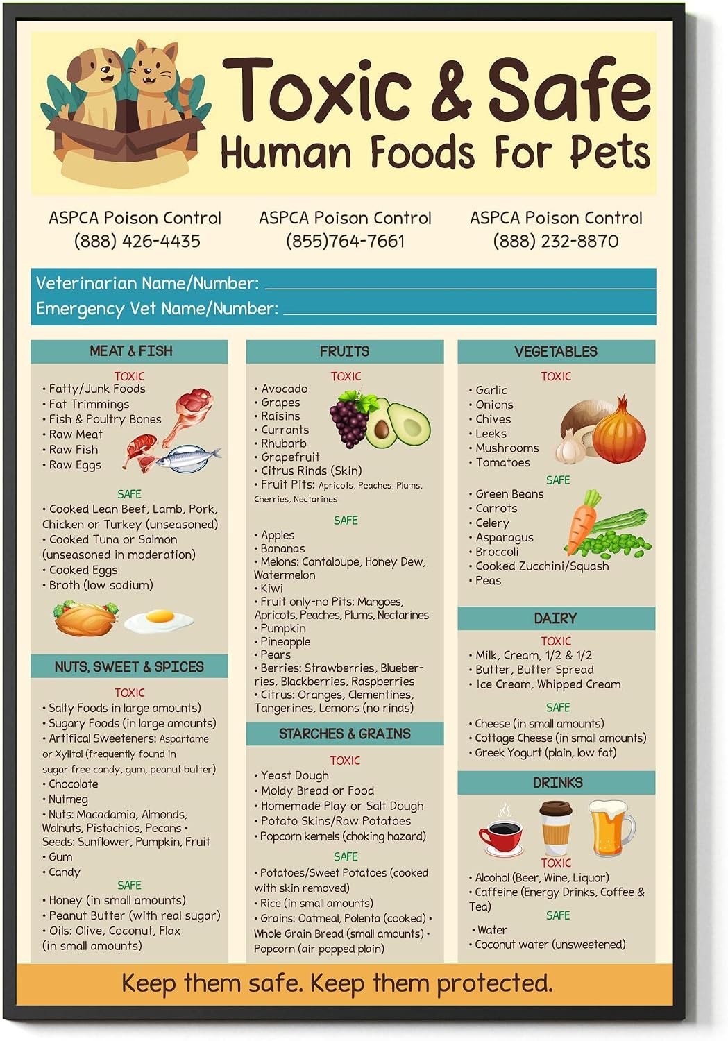 Curated visual reference: Picture Idea: Amazon Com Fesogo Toxic And Safe Human Foods Poster For
