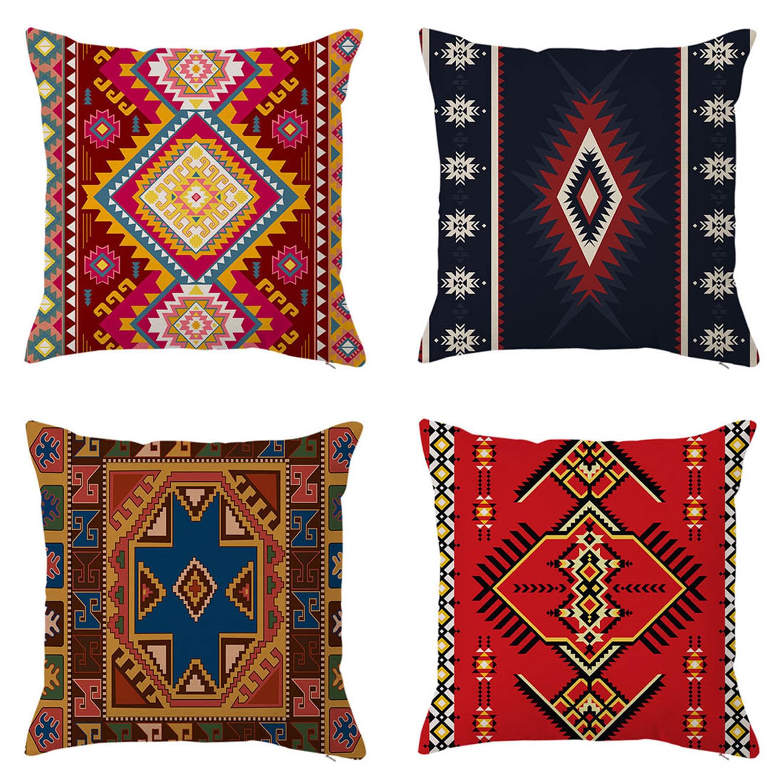 Housses de coussin decoration en lin 65x65cm style bohème carré