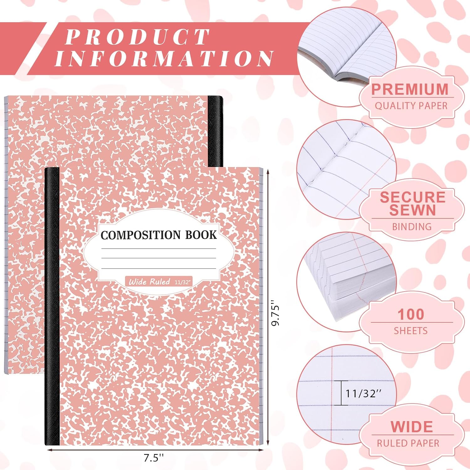 Colarr 12 Pack Wide Ruled Composition Notebook 9.75 x 7.5 Inch Marble Paper Composition Books Assorted Fun Colors Office School Notebook, Hard Cover, Sturdy Sewn Binding (Earthy Color)