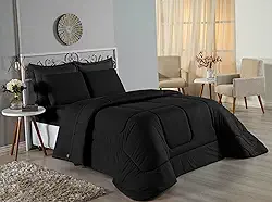 Edredom Solteiro Malha 100% Algodão Fio Penteado Dupla Face 2,40m x 1,60m Jra (Preto)