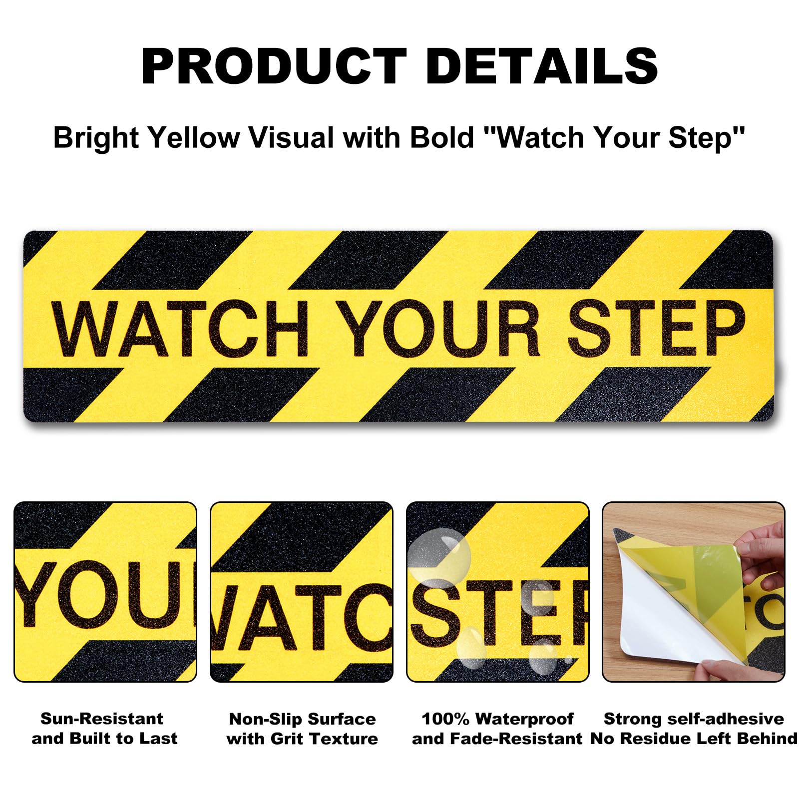 Safety Step Sticker Snapklik.com : Domthent 3 Pack Watch Your Step Sign Sticker 6 X 24 Inch ...