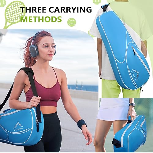 Miniatura 6 de Bolsa de Tenis Himal para 3 Raquetas con Almohadilla Protectora, Bolsa de Raqueta de Tenis para Hombres y Mujeres, Entusiastas del Deporte de Todas