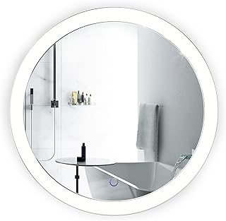 Krugg LED Bathroom Round Mirror 22 Inch Diameter | Lighted Vanity Mirror Dimmer & Defogger | Silver Backed Glass | |