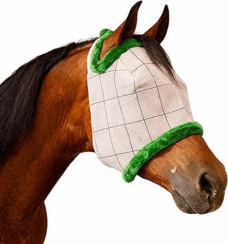 Farnam SuperMask II Horse Fly Mask Without Ears, Extended Coverage, Protects Eyes from Insects and Debris, Adjustable Throat Latch, XL Size