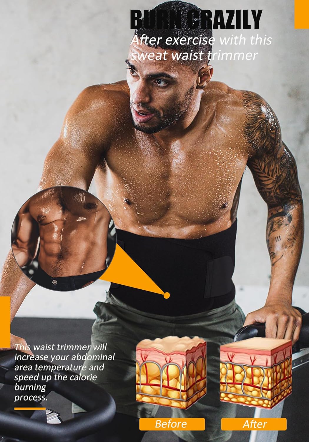 Sweat Waist Trimmer Trainer Belt Wrap Belly Sweat Band Sauna Slimming Belt for Women and Men Lower Belly Fat Plus Size - Image 3