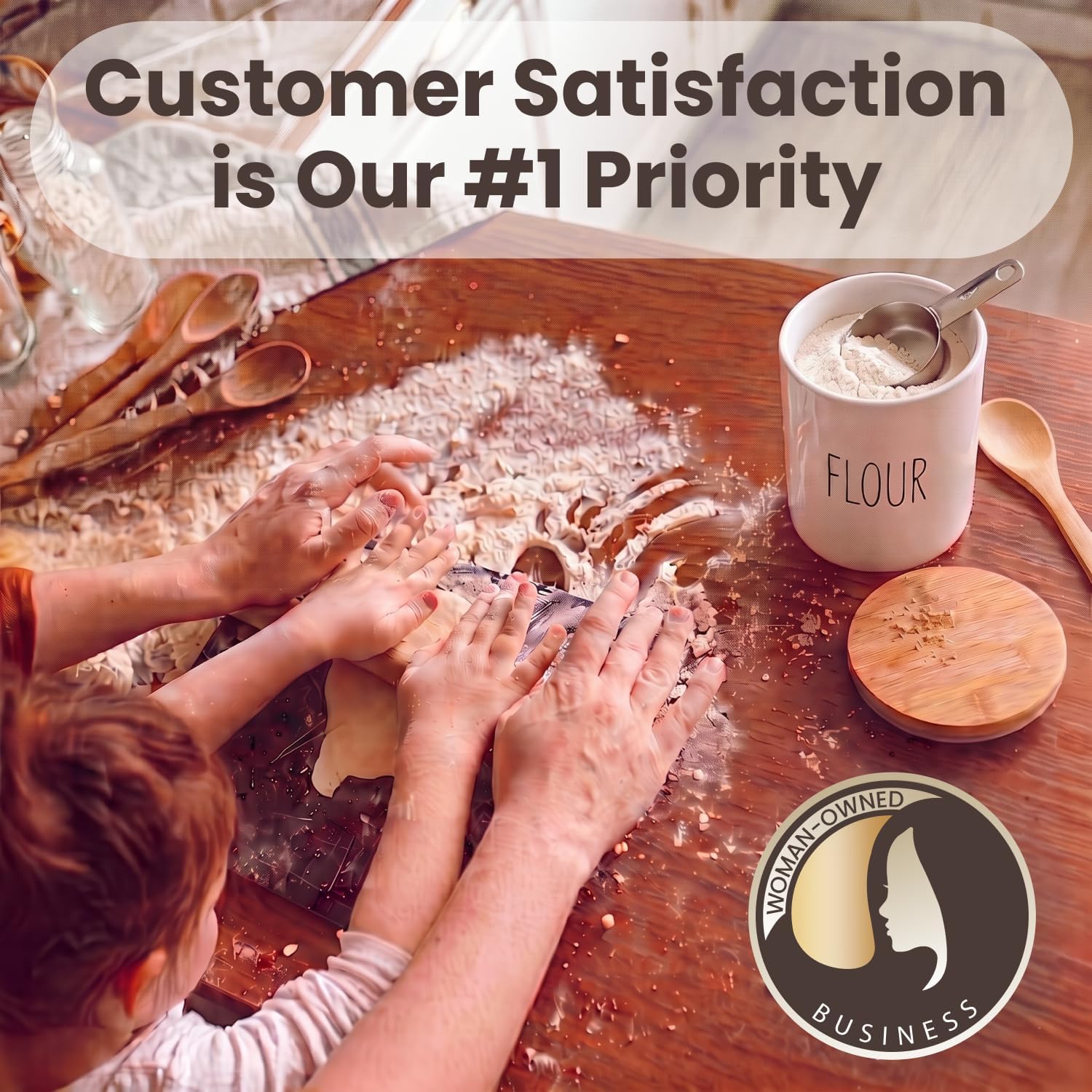 Arthausen Flour Ceramic Storage 4 Cup / 1080mL Container w/Bamboo Lid Silicone Seal & Spoon, Modern Abstract Art Design for Flour Coffee Spice Airtight Storage on Kitchen Counter Bathroom Organizer image 5