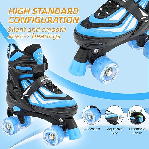 Miniatura 5 de PAPAISON Patines de ruedas para niños y niñas, patines ajustables de 4 tamaños con ruedas iluminadas para niños de 4 a 12 años