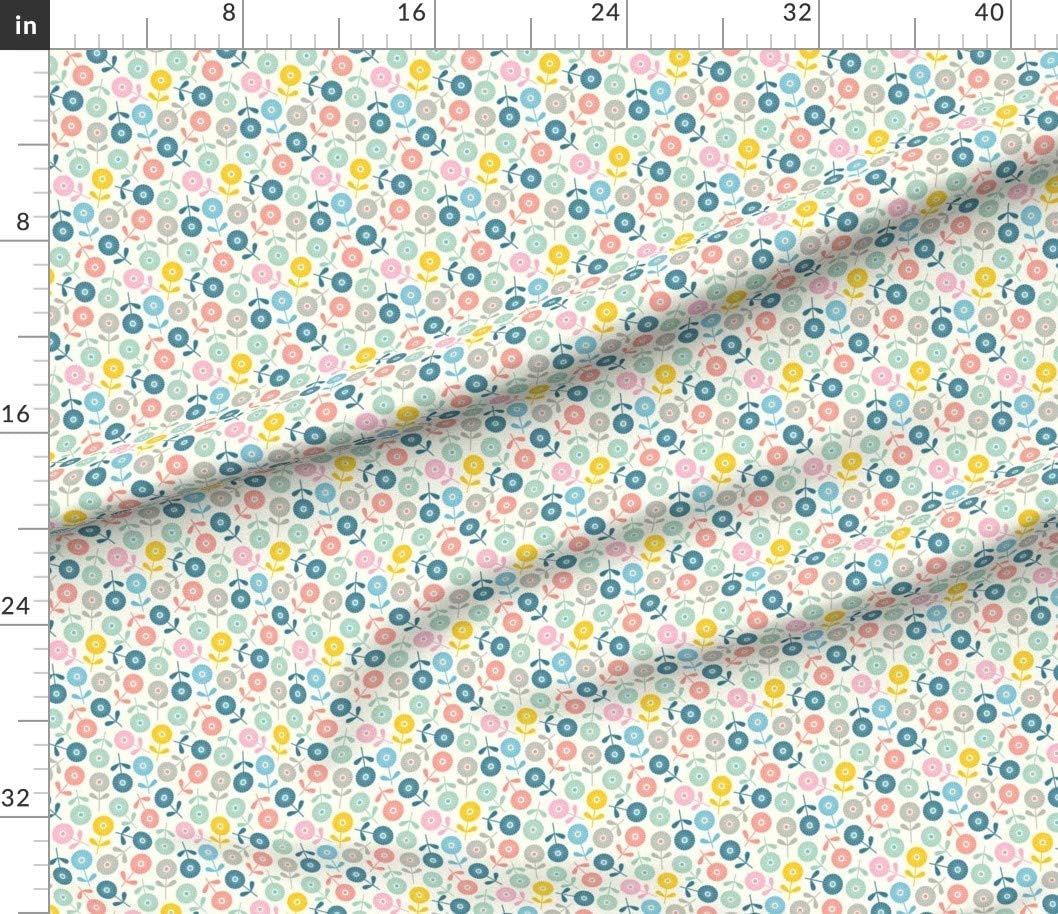Spoonflower Fabric - Spring Ditsy Floral Pastel Pink Blue Yellow Red Quilt Printed on Petal Signature Cotton Fabric Fat Quarter - Sewing Quilting Apparel Crafts Decor
