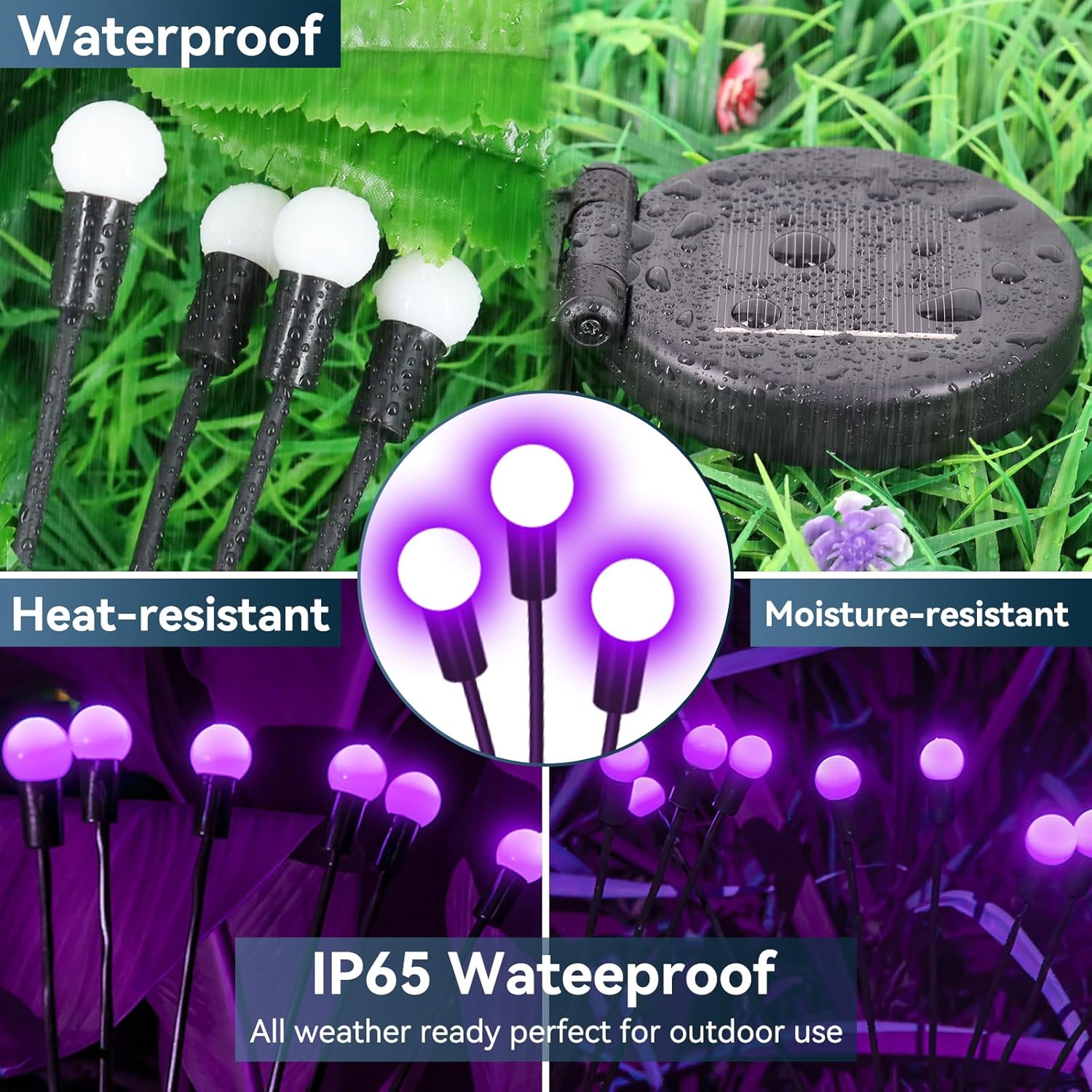 Solar Garden Lights Outdoor Waterproof, 2 Pack 16 LED Swaying Firefly Lights Outdoor Decor Light for Pathway Party Christmas Decoration, Unique Gifts for Women, Purple