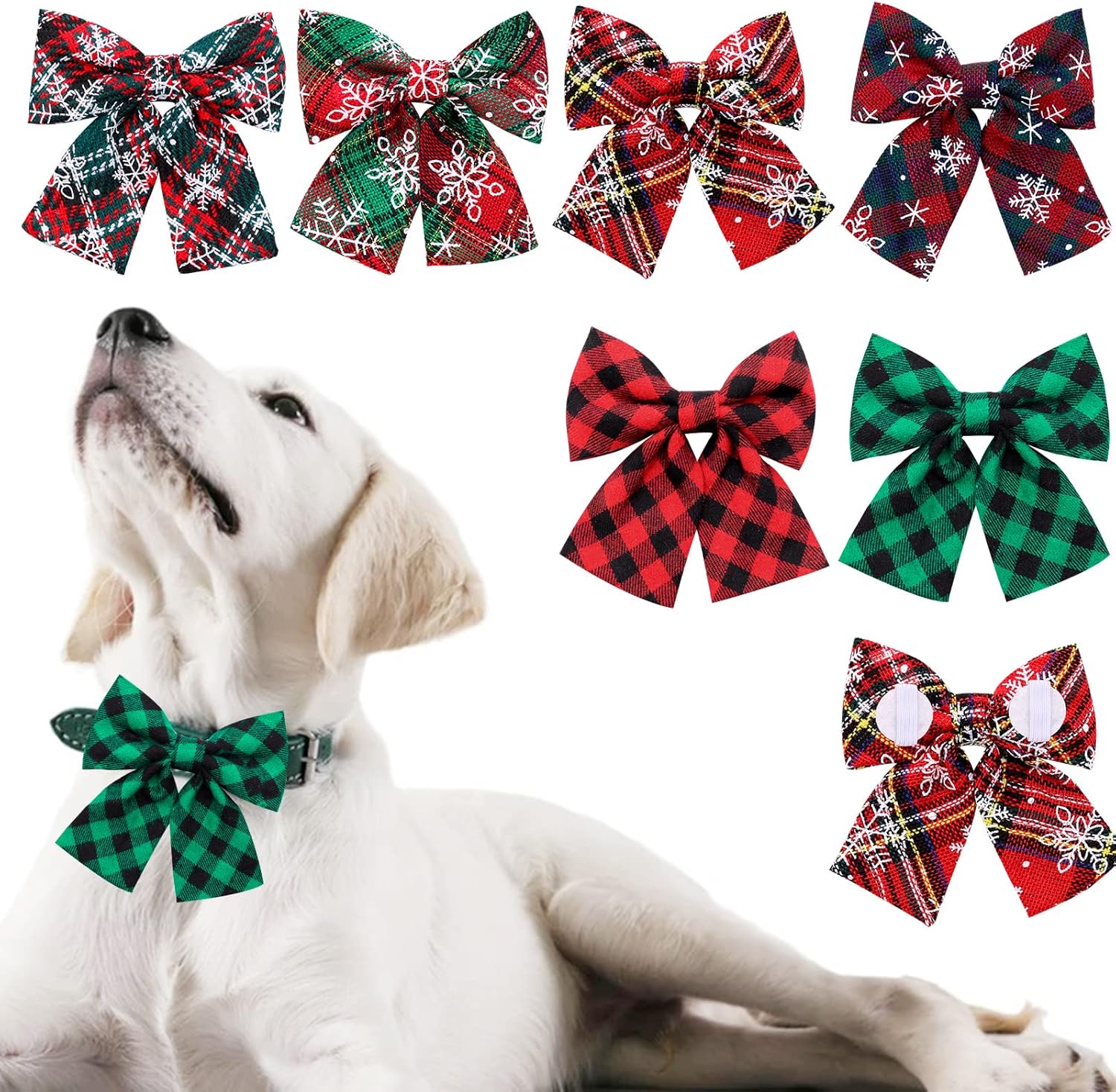 6pcs Christmas Dog Bow Ties for Medium Dog, Holiday Style