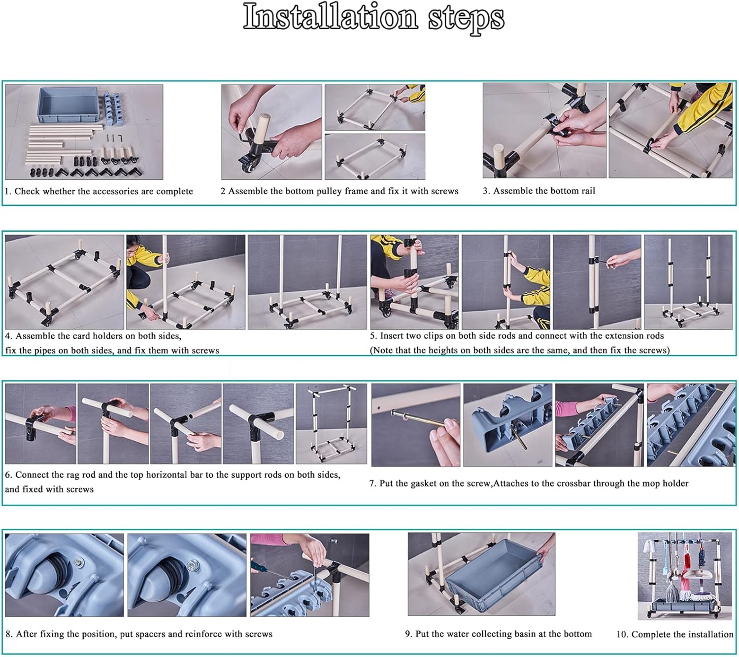 ほうきとモップホルダーは濡れたモップを収納できます。可動式の床置き式クリーニングツールタワー。ガーデンガレージや学校用の床置き式クリ
