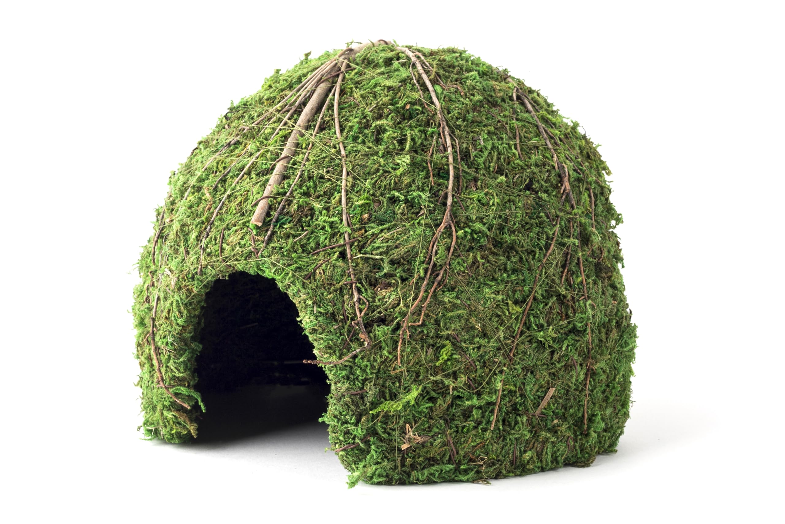 Galápagos (05368) Mossy Dome Hide - Natural Corner Cave for Reptile Enclosures, Terrariums, and Tanks, 9", Vined Green Moss