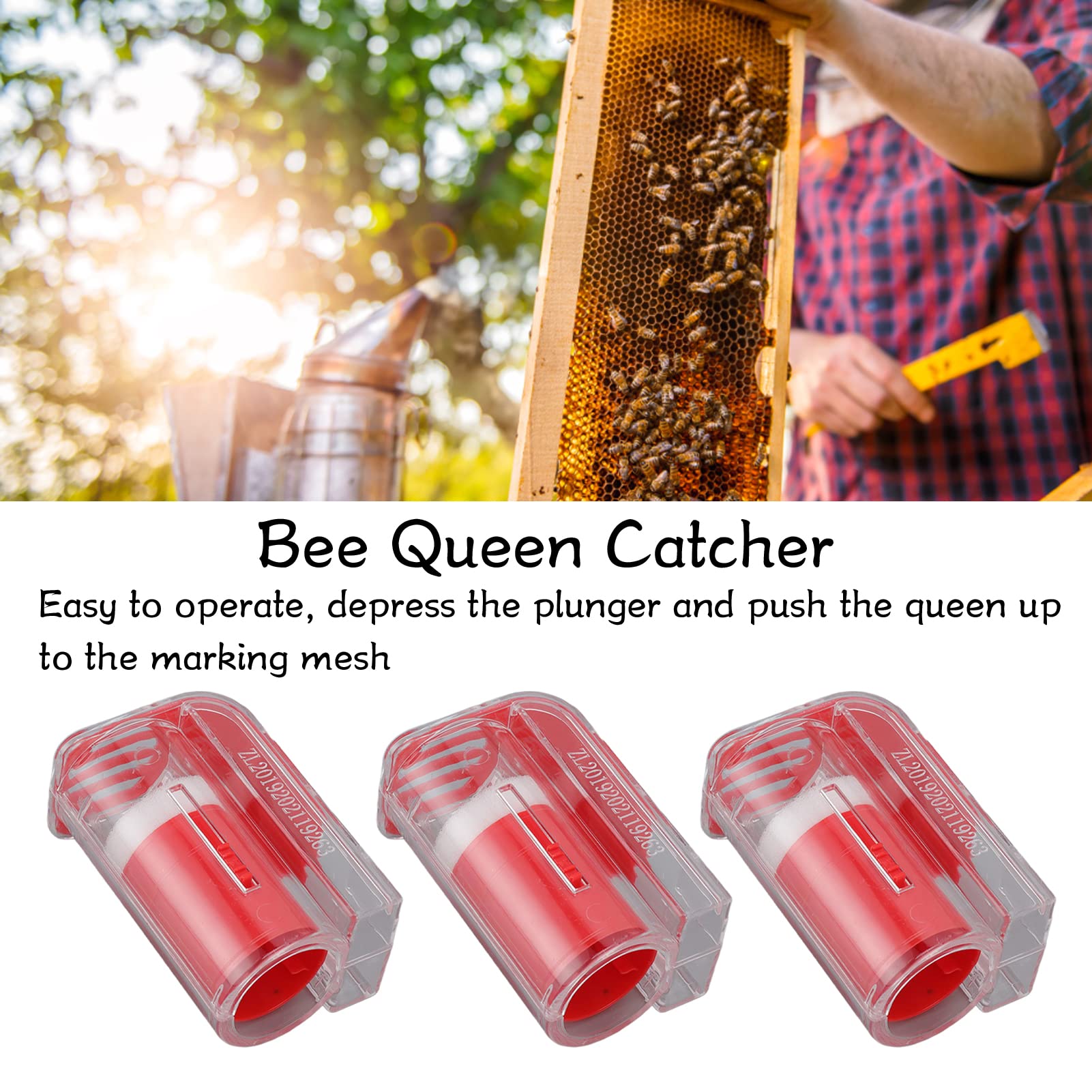 Kit de Marquage de la Reine Cage de Marquage de la Reine des Abeilles en Plastique Catcher Bouteille de Marqueur de Marquage de la Reine Bouteille de Marqueur de la Reine des Abeilles à une(rouge)