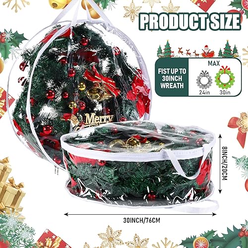 Miniatura 2 de Zhengmy 10 bolsas transparentes de almacenamiento de coronas de Navidad de 30 pulgadas, bolsas de almacenamiento para coronas de Navidad, bolsas con