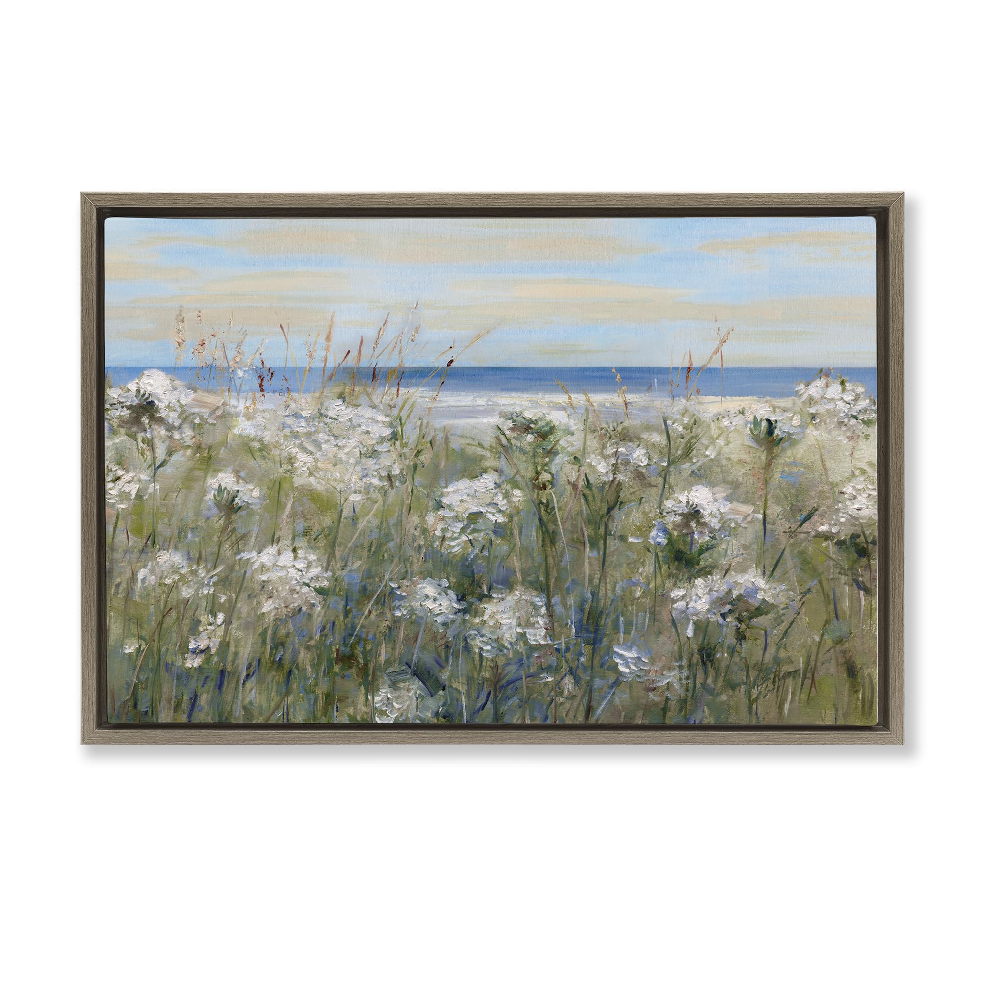 Stupell Industries Montalcino Elm (Textured) Impressionist Seaside Meadow Floral, 16 X 24 Inch Canvas In Floater Frame