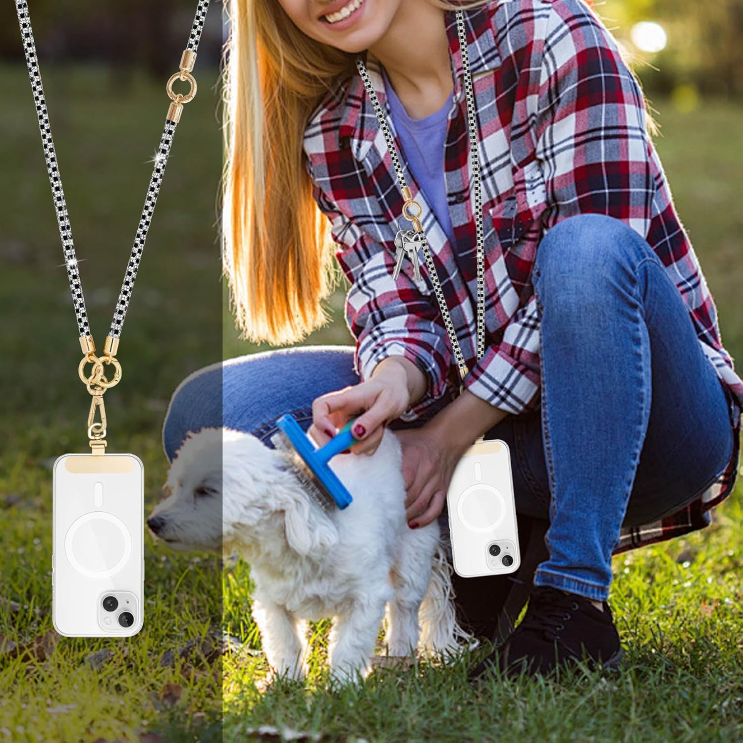 ABJFJE Crystal Phone Lanyard Crossbody Phone Strap Cell Phone Neck lanyard Rhinestone Anti Theft Phone Strap for Women - Image 2