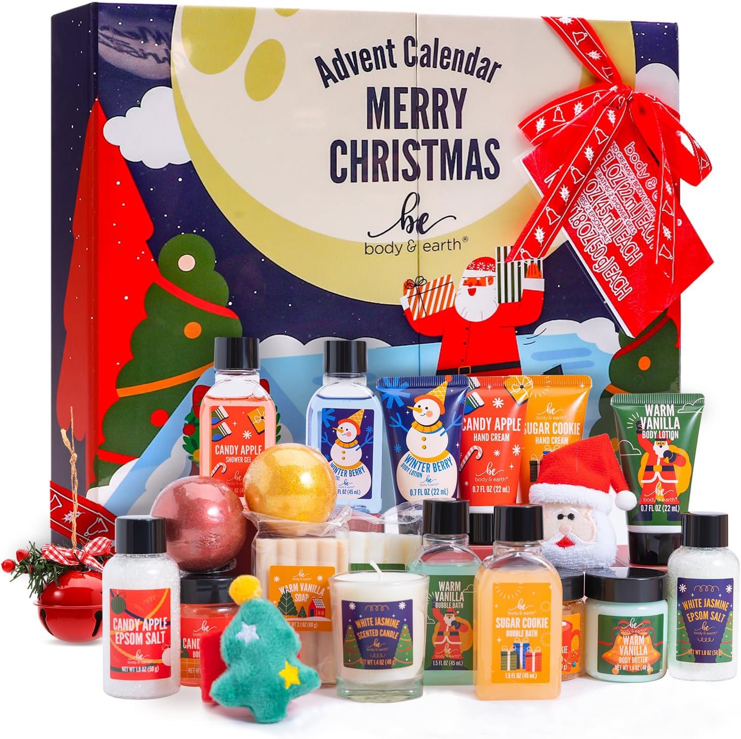 # BFFLOVE Advent Calendar 2024-24 Days of Beauty Advent Calendar, Spa Gift Baskets with Hand Lotion, Shampoo Bar, Bath Bombs, Christmas Day Skincare Gifts for Women