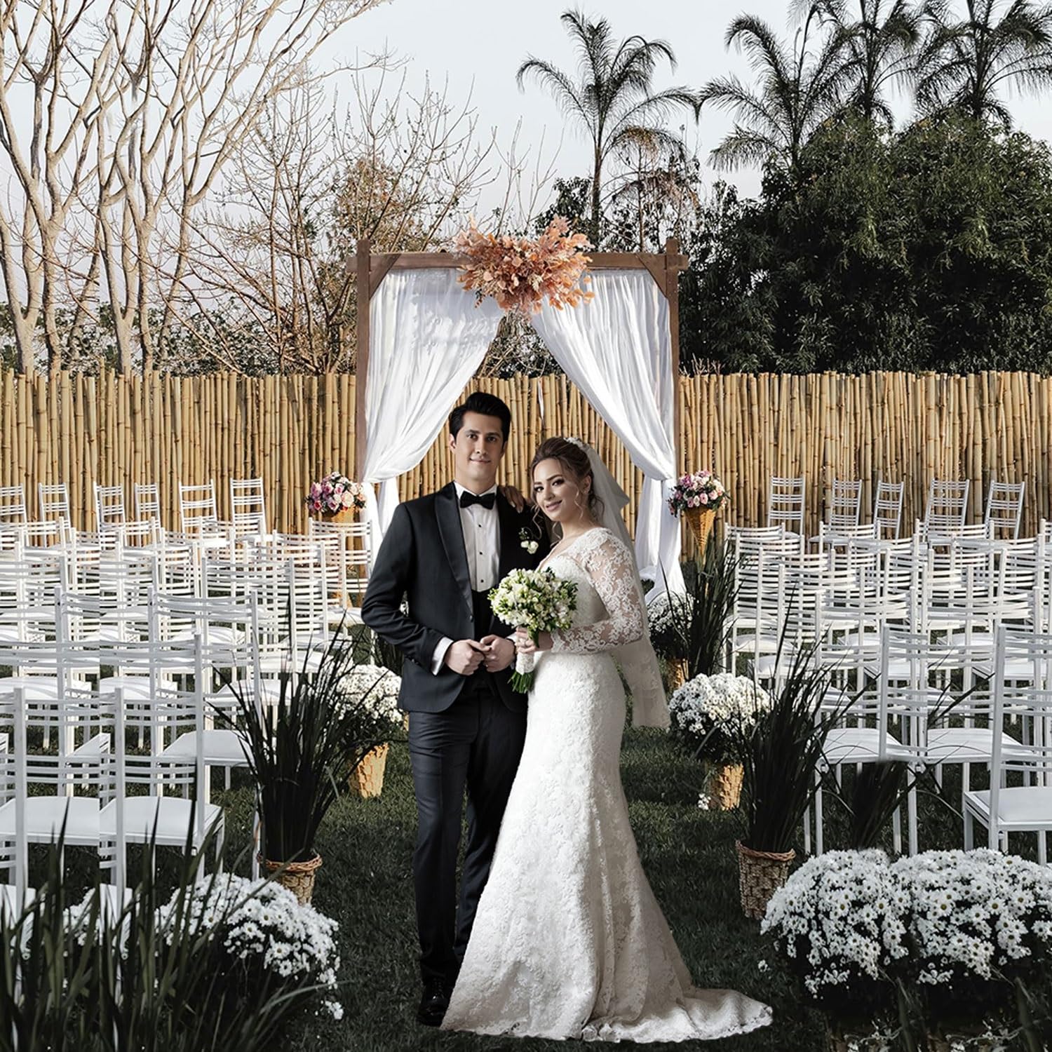 2,2 m Holzständer für Hochzeitsbögen, quadratischer Holzbogenständer für Hochzeitskulisse im Innen- und Außenbereich, Hochzeitsfeier, Garten, Strand, Wald, rustikales Boho-Dekor, H