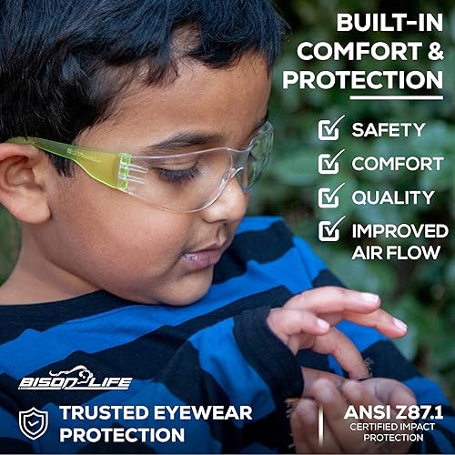 Miniatura 7 de BISON LIFE Gafas de seguridad para niños, gafas protectoras para niños a granel, ANSI Z87.1, gafas de seguridad para niños, paquete de gafas de