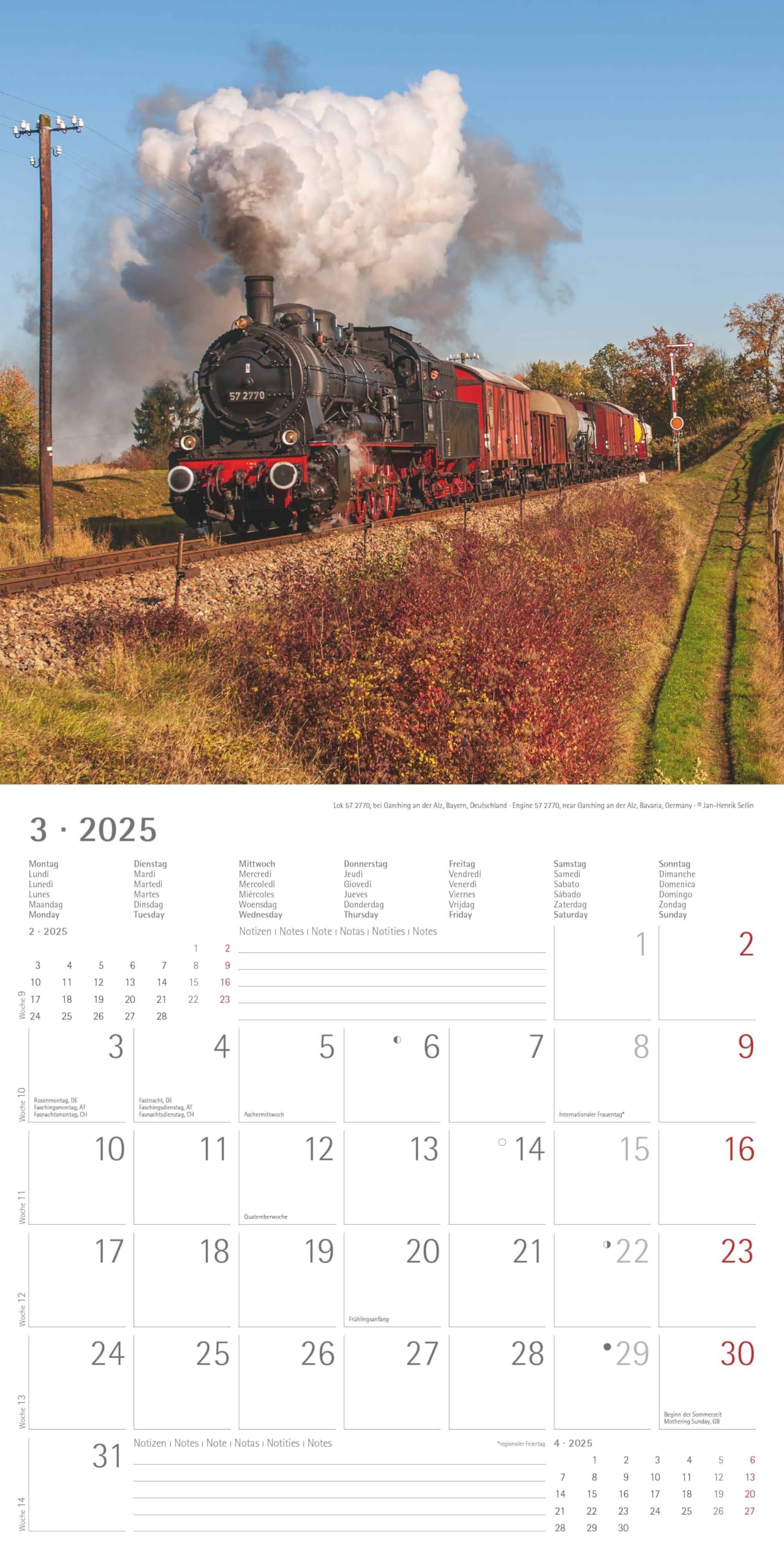 Dampfloks 2025 - Broschürenkalender 30x30 cm (30x60 geöffnet) - Kalender mit Platz für Notizen - Steam Engines - Bildkalender - Wandkalender