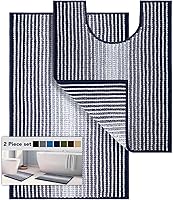 Vista 22 de BSICPRO Juego de alfombras y tapetes de baño, 2 piezas de felpilla gruesa y absorbente, antideslizantes, suaves y peludas para baño, lavables a