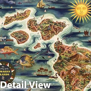 1950 ハワイ　ポスター　ドール　ヴィンテージ Amazon.com: Historic Map : The Dole Map of The Hawaiian