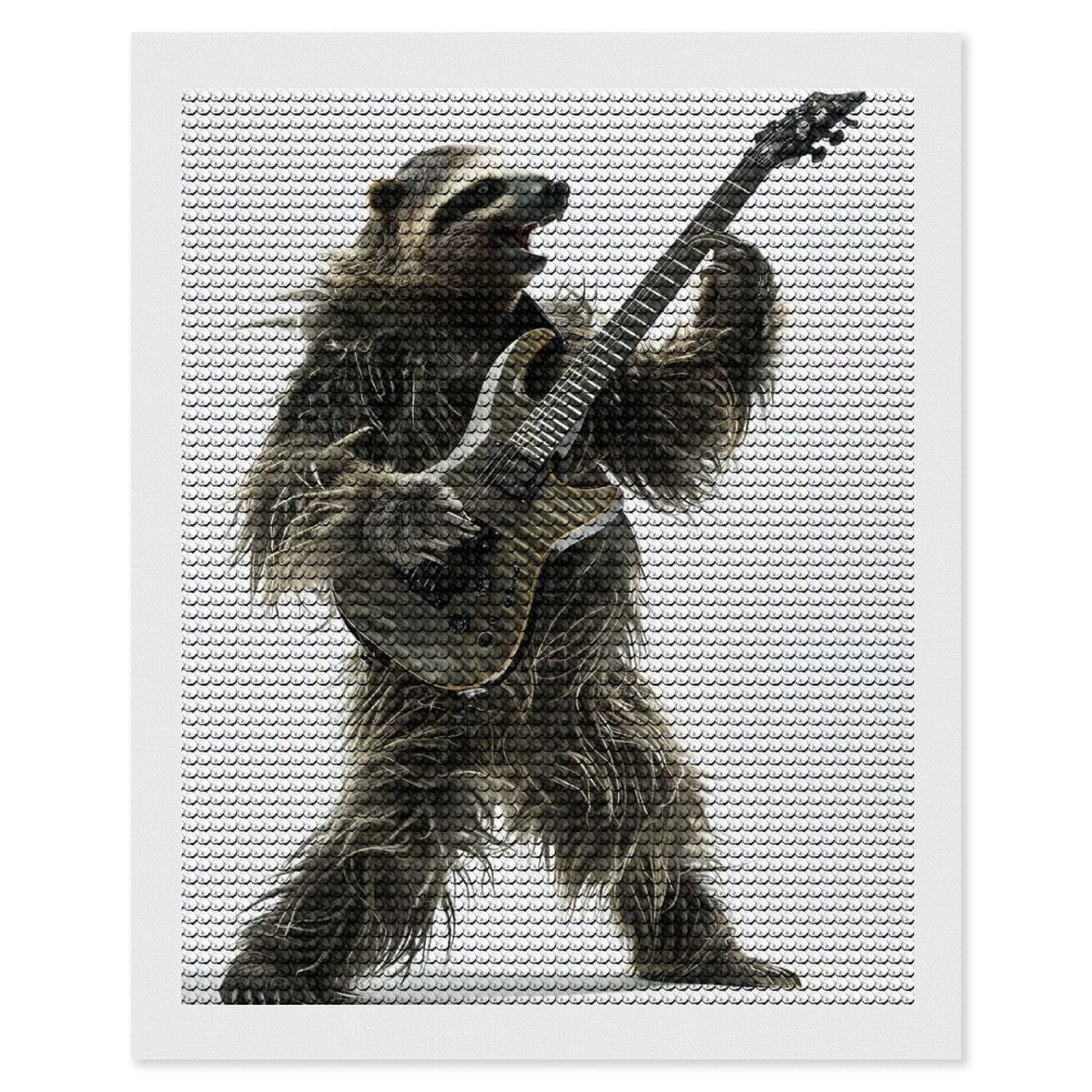 Junmoney Sloth Guitar Diamond Painting Canvas Kit 16"x20", Leisure Activity, Aesthetic Room Decor, with Tool Kit, DIY, Gift