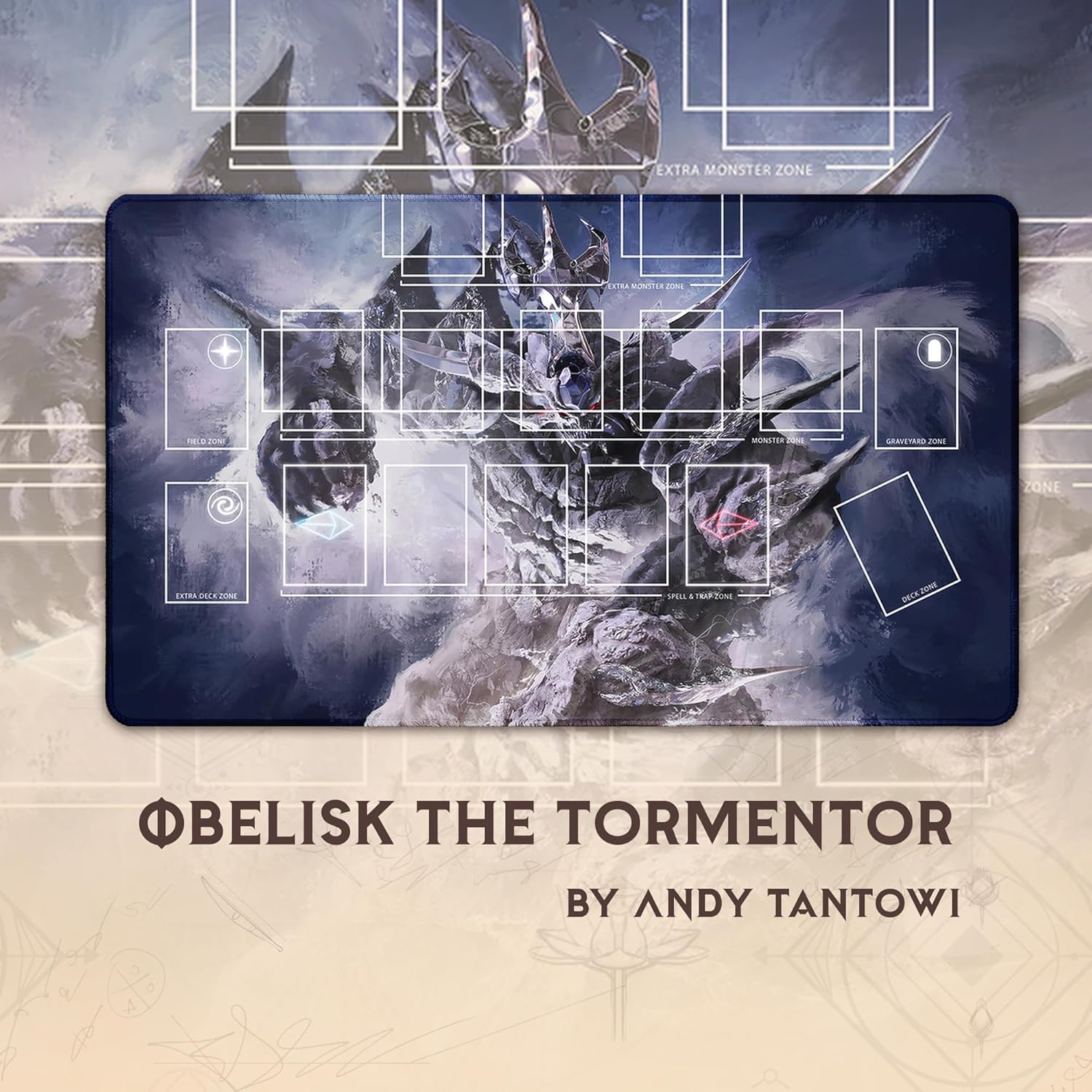 Obelisk The Tormentor, One-Player (Stitched) - TCG Playmat – Master Rule Duel Field Zones, Large 1-Player Japanese Anime Card Game Mat - Original Play Mat Art