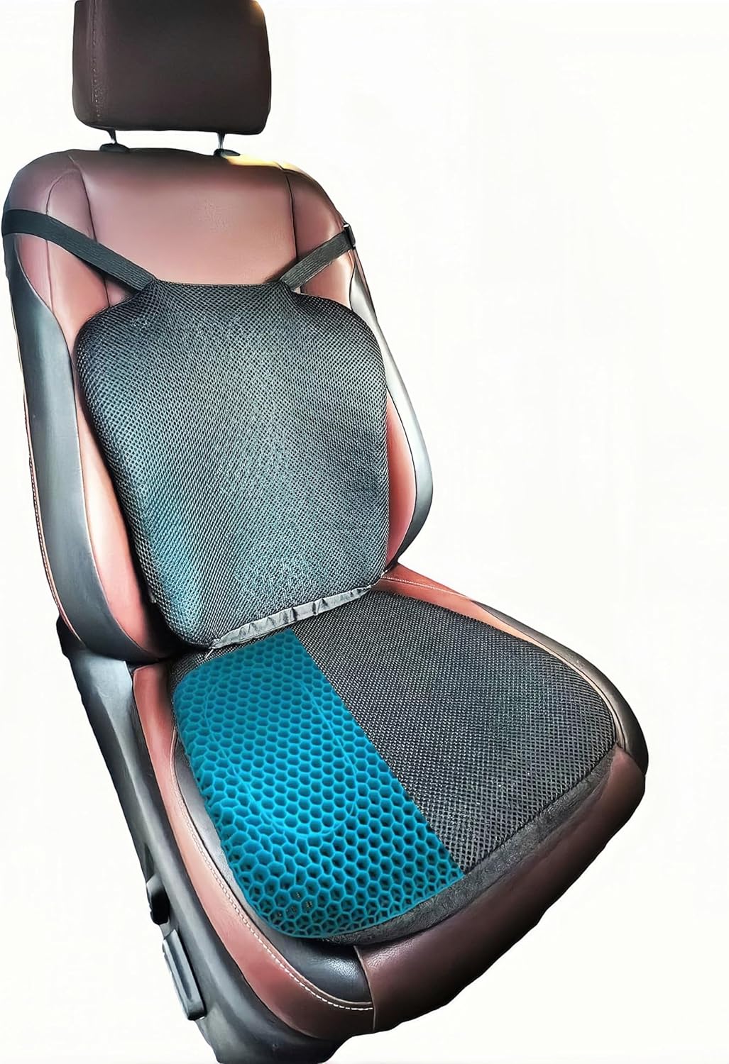 Semi Truck Seat Cushion with Lumbar Support - 2-Pieces Foldable & Separable for Truck Drivers - Pressure Relief & Enhanced Comfort - Heavy Duty Adjustable Car Seat Back Cushion for Men & Women