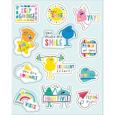 Carson Dellosa Happy Place Motivational Sticker Pack (6 Sheets, 72 Stickers)
