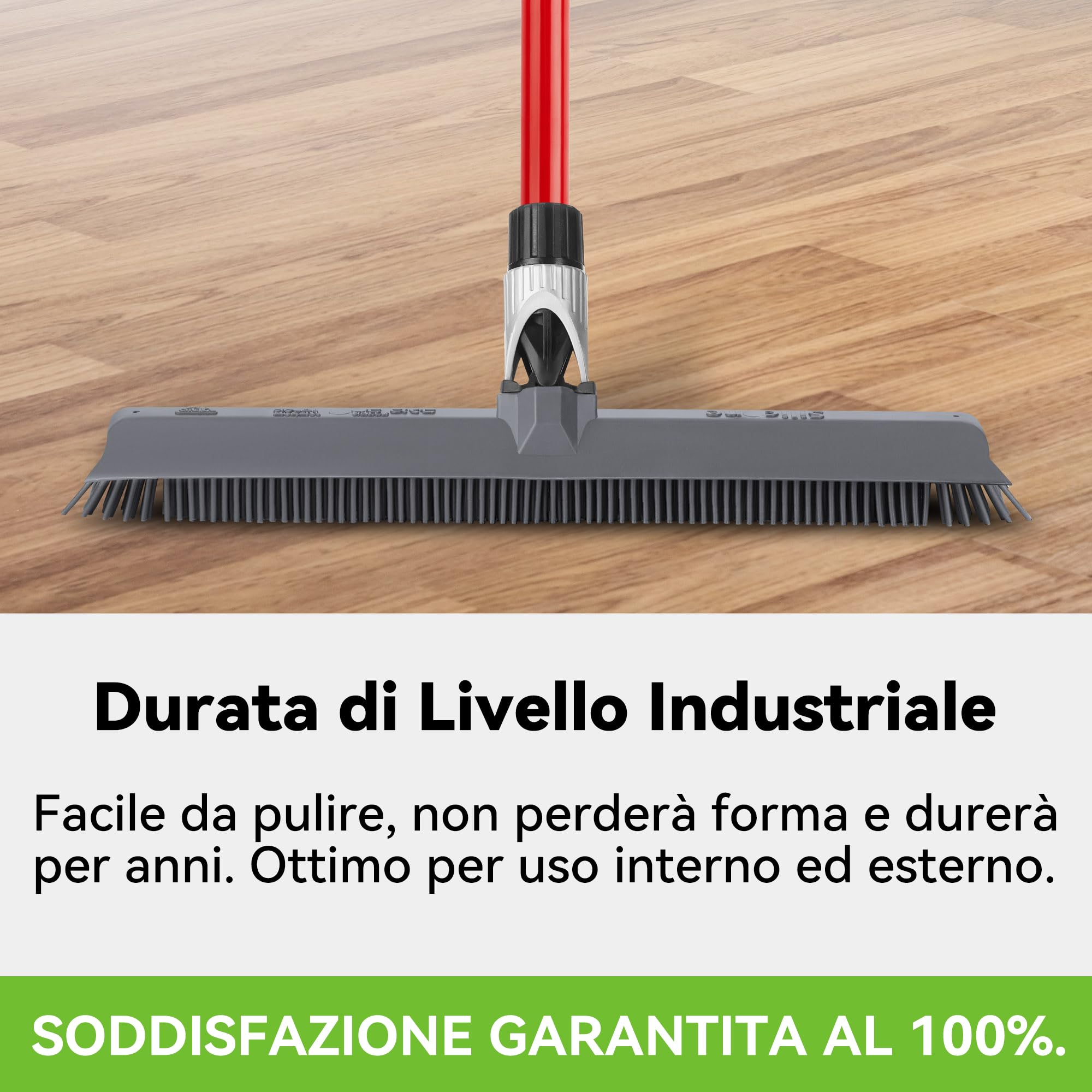 Tyroler 2 in 1 Tira Acqua & Scopa in Silicone per Pavimenti 40 cm Manico Antiruggine 140 cm Acciaio Inox
