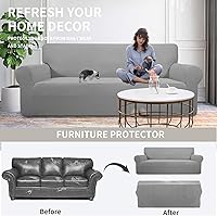 Vista 73 de Easy-Going - Funda elástica para sofá, 1 pieza, protector de muebles, suave, con parte inferior elástica, para niños, tela de jacquard de poliéster