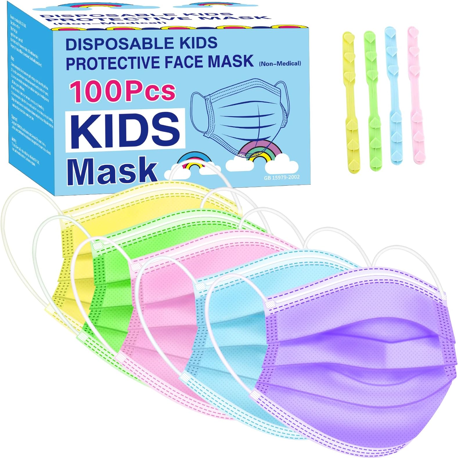 Rasav Kids Disposable Face Masks 100Pcs,3 Ply Kids Masks Disposable Breathable Colorful Cute Face masks for Children, Girls & Boys
