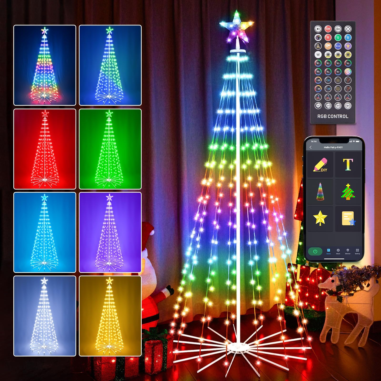 HOLILLUMA 7FT 295LED Smart Cone Christmas Tree
