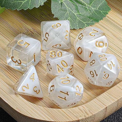 Vista 61 de CiaraQ DND - Juego de dados poliédricos con una bolsa de dados negra para juegos de mesa de rol D&D RPG MTG Rojo mezclado con naranja + purpurina