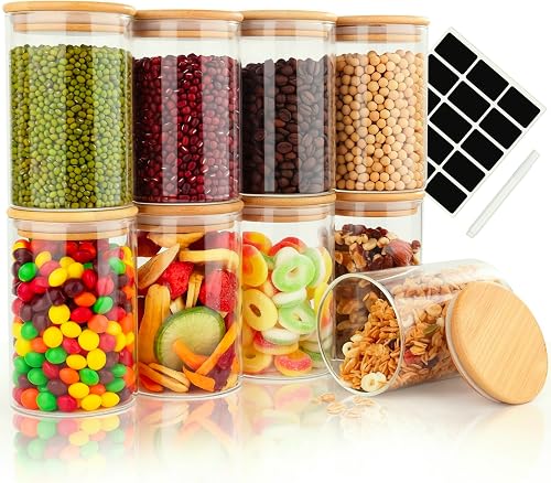 Otauoaea Set di 9 Barattoli di Cucina in Vetro con Coperc…